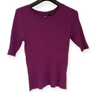 Lane Bryant Purple Ribbed Short Sleeve Keyhole Shirt Size 18/20